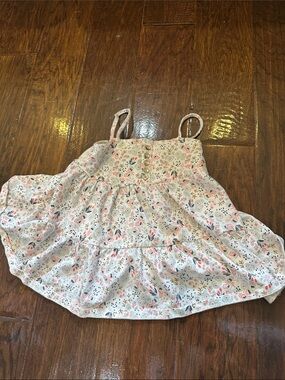 Savannah White Floral Tank Top with Pink & Green Accents